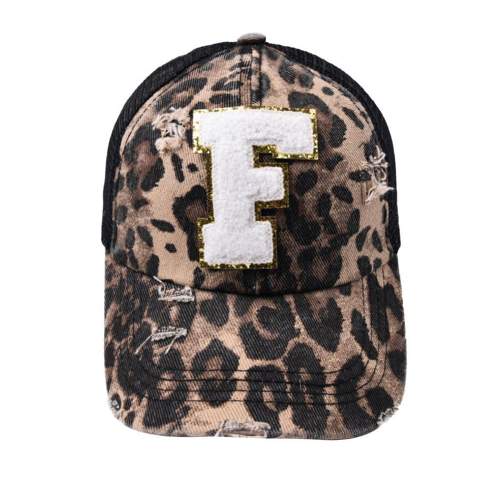 26 Letters Leopard Print Baseball Cap