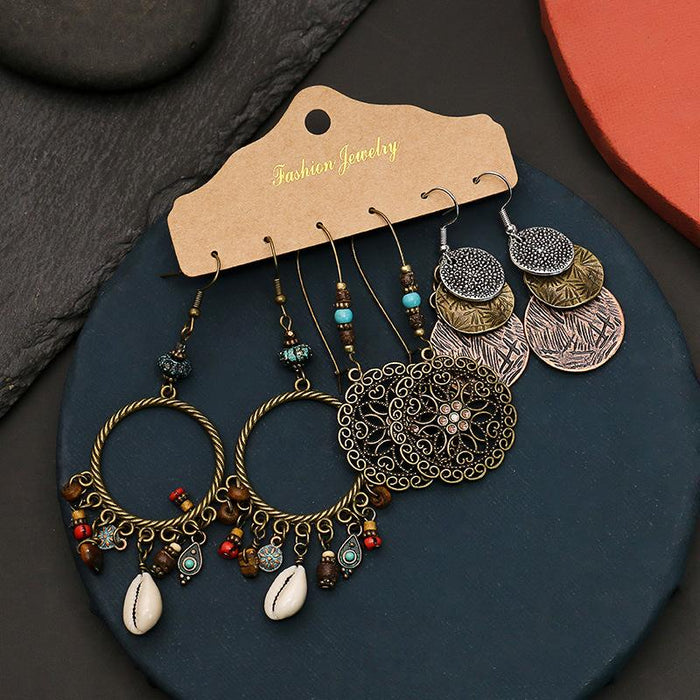 Geometric Bohemian National Style Fashion Big Circle Tassel Earrings