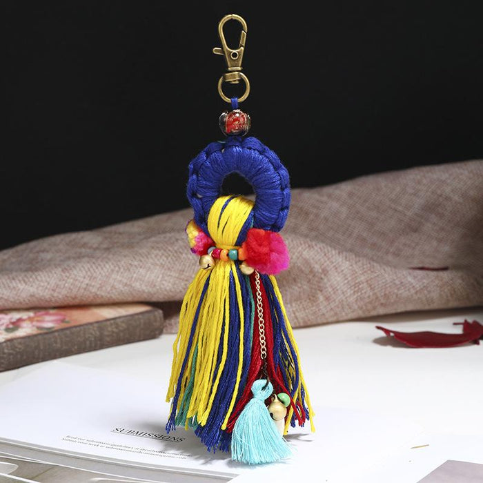 Bohemian Handmade Wool Ball Tassel Keychains Pendant