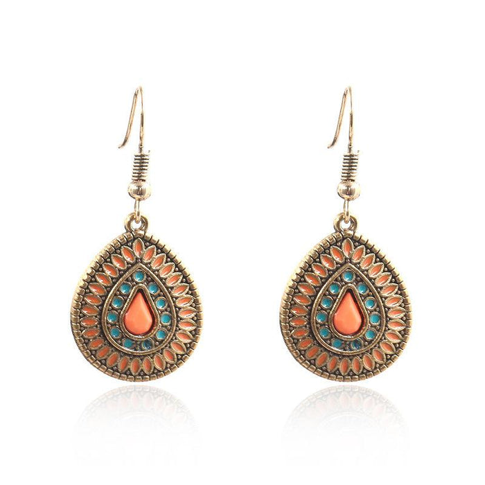 Creative Geometric Alloy Oil Drop Tassel Earrings Vintage Jewelry