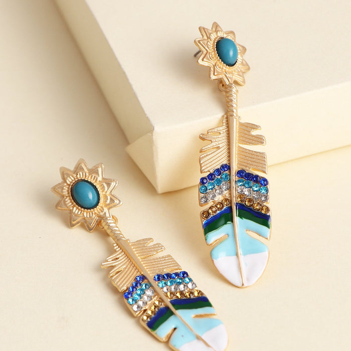 New Female National Style Feather Earrings Accessories