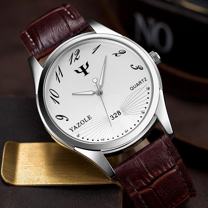 Yazole Watch Business Belt Men's Watch Unique Leisure Leather Watches Fashion Luminous Quartz Watch