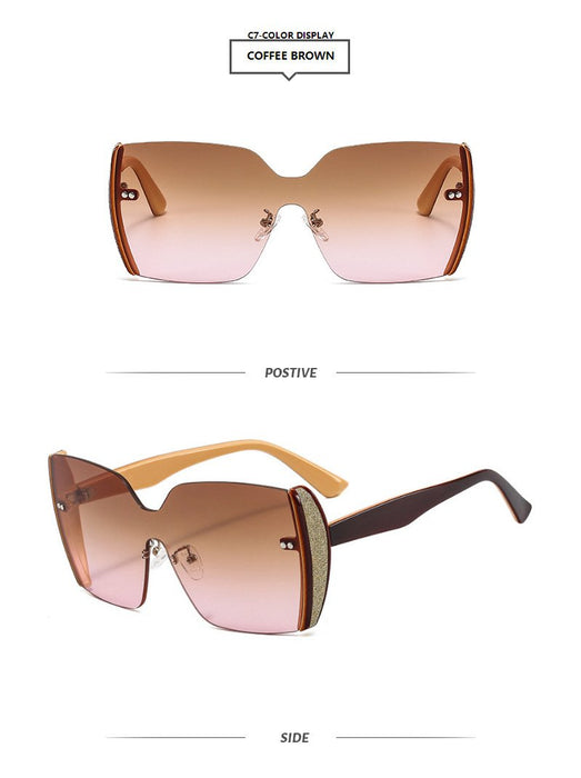 One piece half frame Sequin Sunglasses