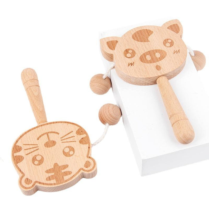 Children's Wooden Cartoon Rattle Rattle Toys