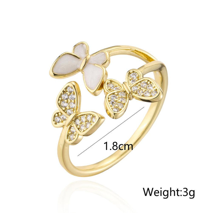 Hot Selling New Zircon Butterfly Opening Ring