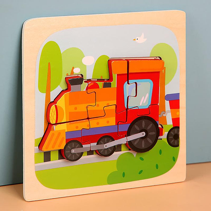 Wooden children cartoon three-dimensional jigsaw puzzle early education toy