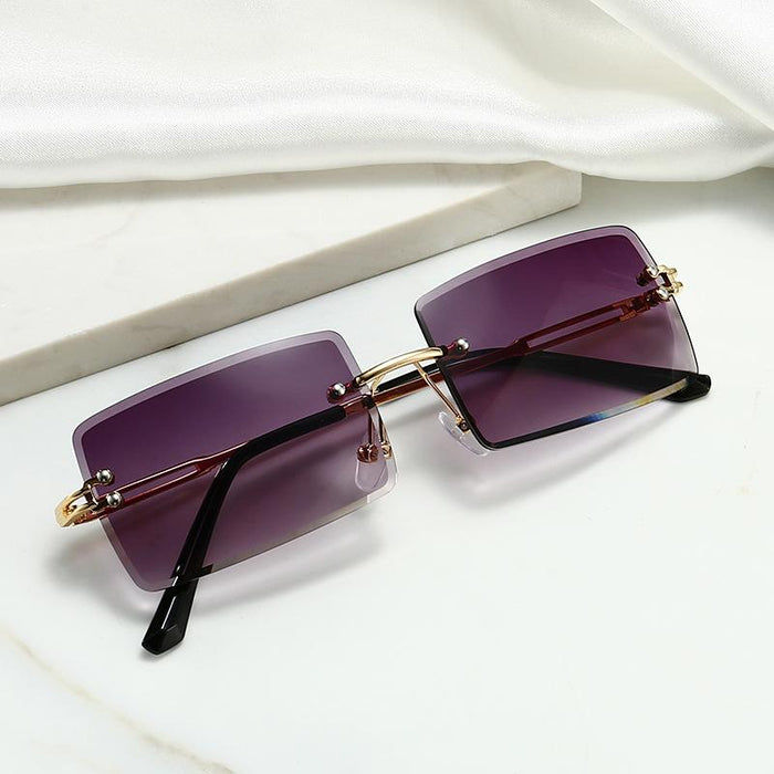 Frameless trimming Sunglasses square Sunglasses