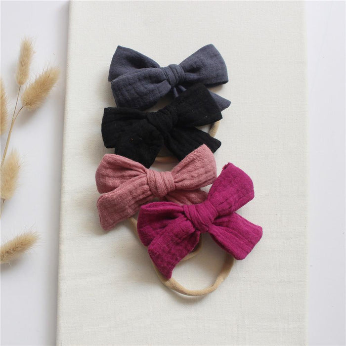 4 Baby Cotton Gauze Butterfly Hair Bands