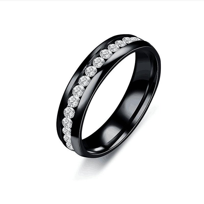 Titanium Steel Single Row Diamond Ring