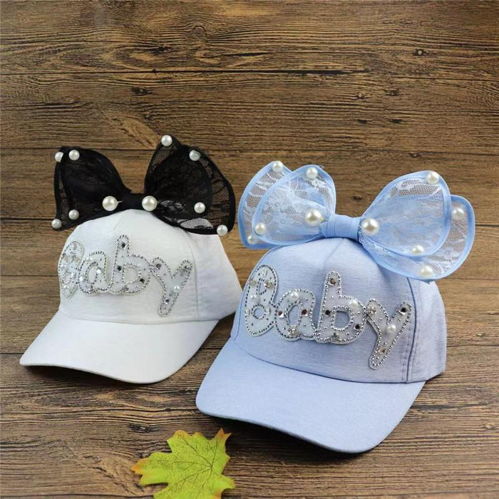 Summer BABY Bow Beads Girls Children's Baseball Cap