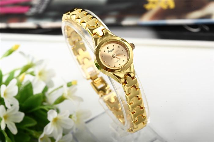 Gold Plated Women Bracelet Wristwatch