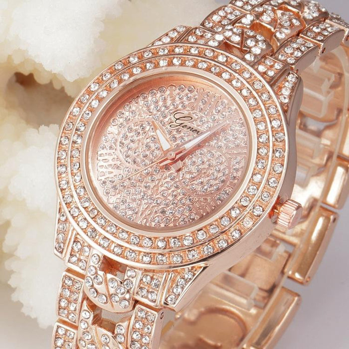 Luxury Women Full Rhinestones Quartz Wristwatches Pretty Female Clock