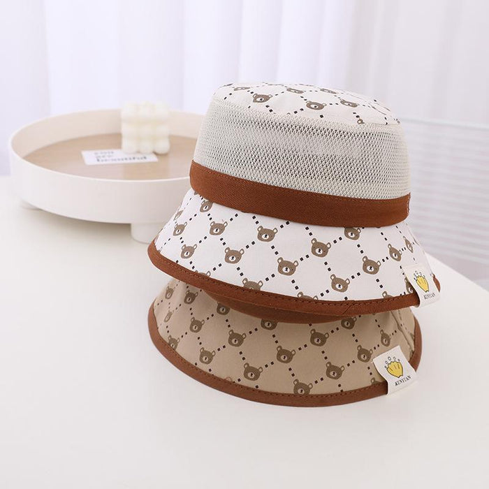 Summer Sunshade Wired Bear Print Children's Mesh Hat