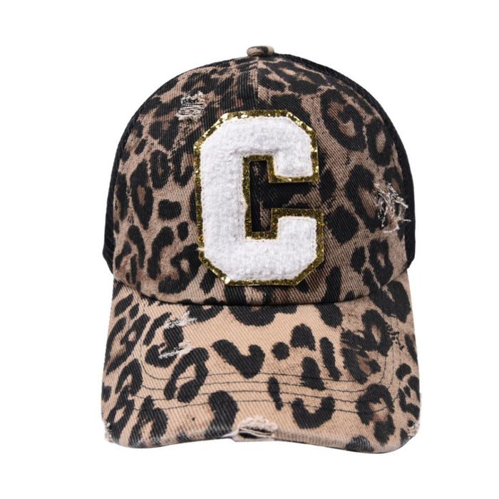 26 Letters Leopard Print Baseball Cap