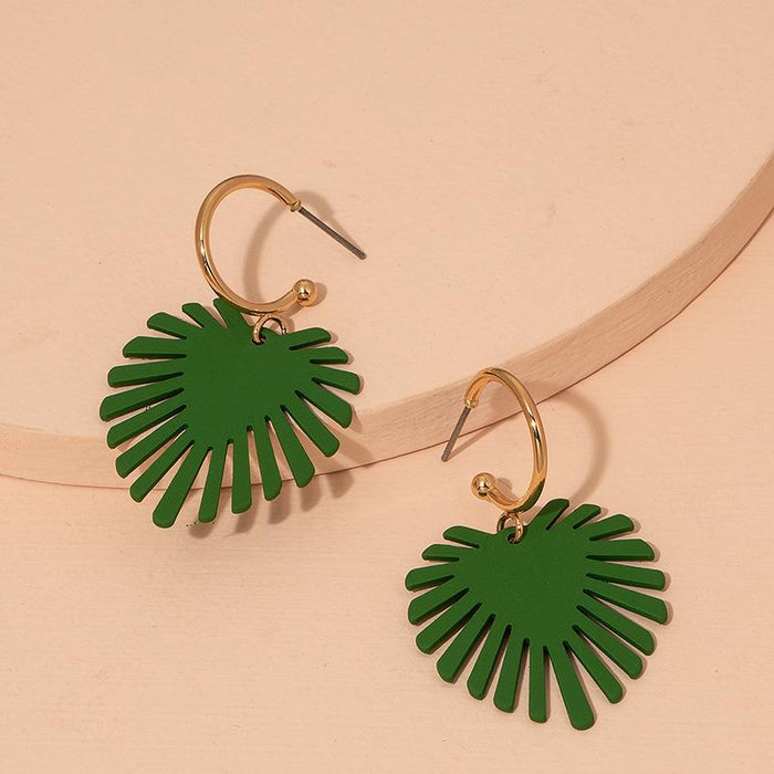 Fashion Simple Fresh Green Leaf Female Earrings