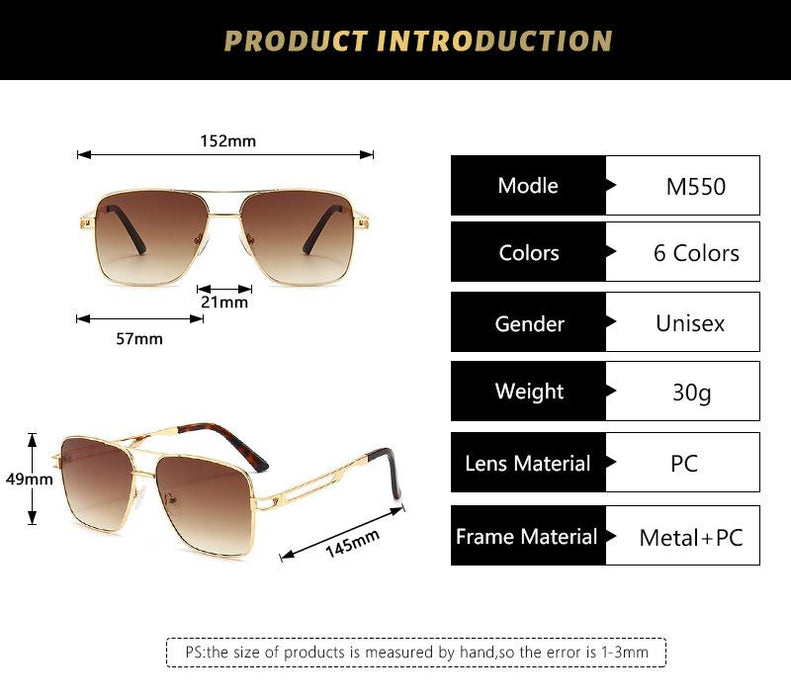 Double beam square personalized colour Sunglasses