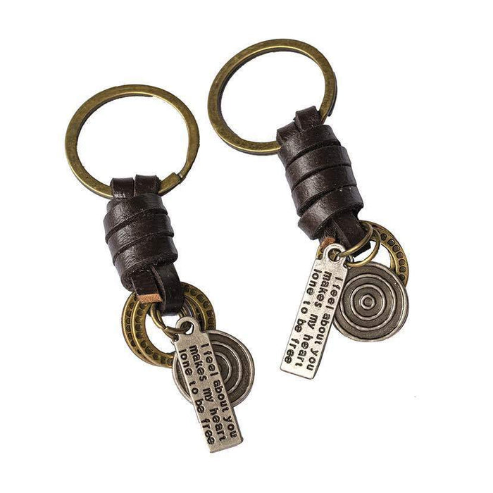 Hand woven key chain accessories retro versatile leather key chain pendant accessories