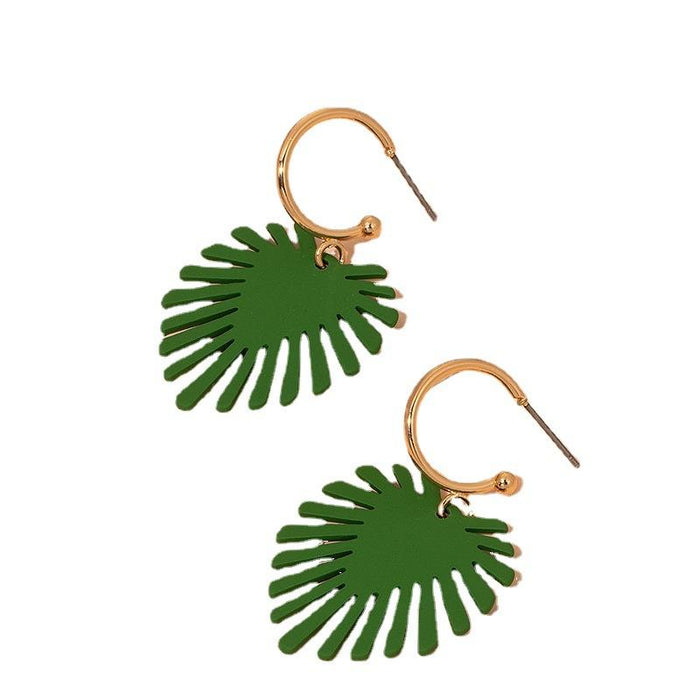 Fashion Simple Fresh Green Leaf Female Earrings