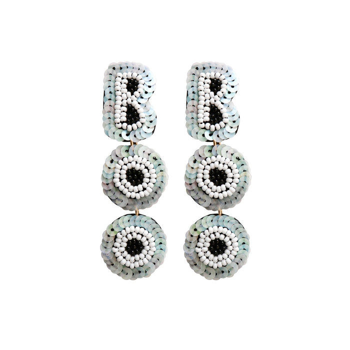 2022 Punk Style Rice Bead Earrings Hand Woven Letter Sequins Halloween Earrings