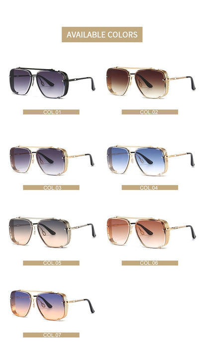 Men's and women's square metal double beam Sunglasses