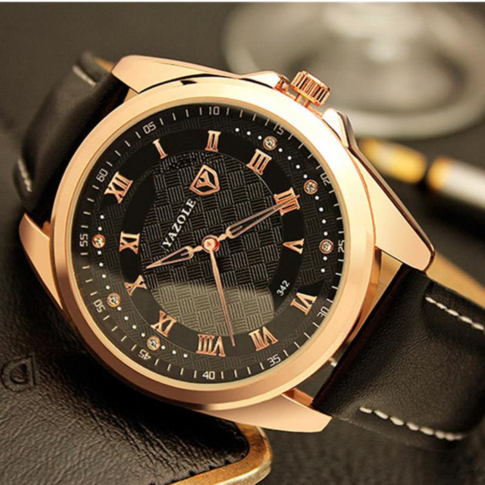 YAZOLE Men's Watch Fashion Sport Leather Band Watch Quartz