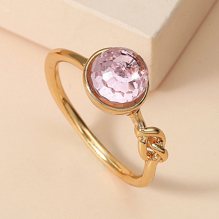 Fashion Creative Knotting Hemispherical Crystal Ring