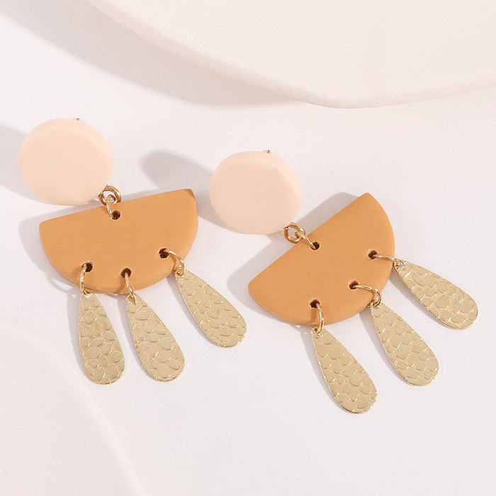 New Popular Semicircle Soft Ceramic Earrings