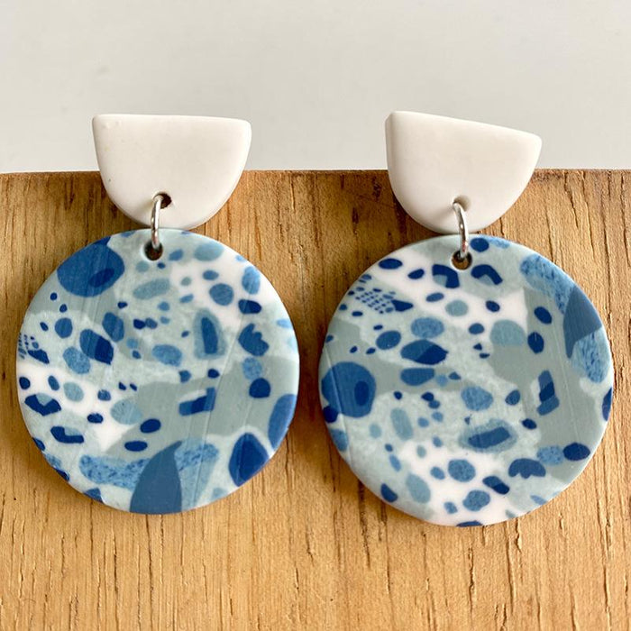 Soft Pottery Round Semicircle Splicing Modern Earrings