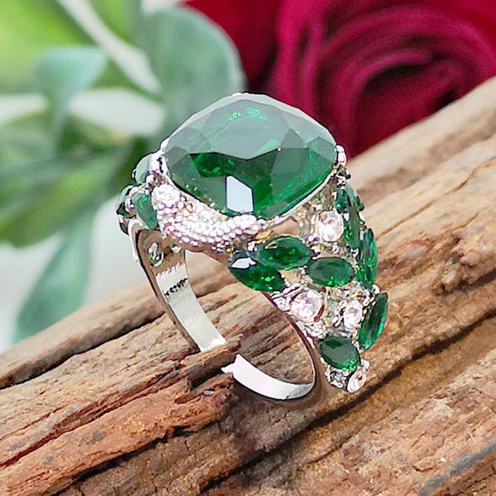 Popular Jewelry Green Leaf Bird Ring