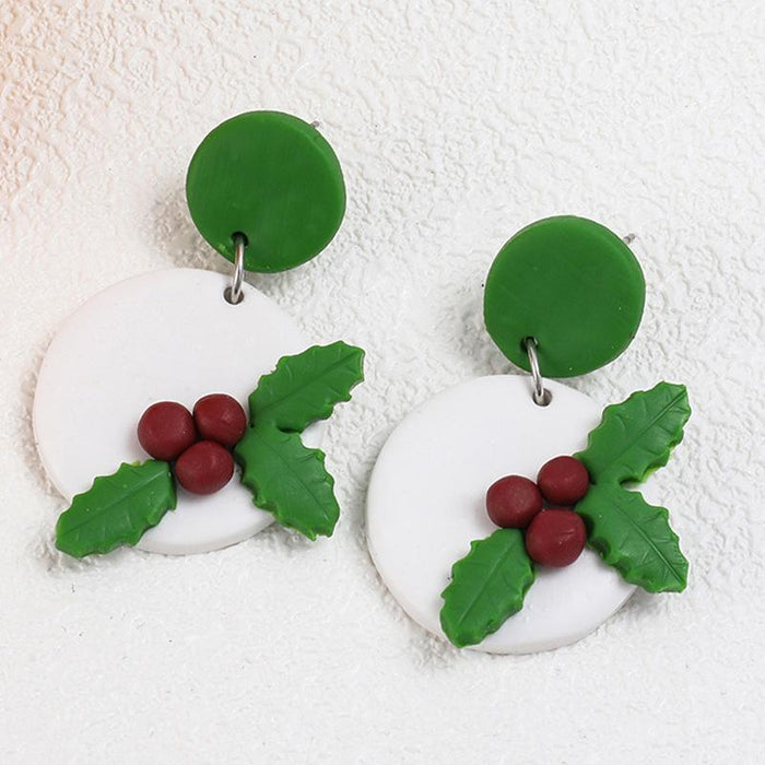 Mistletoe Carved Three-dimensional Wreath Simple Earrings Earrings