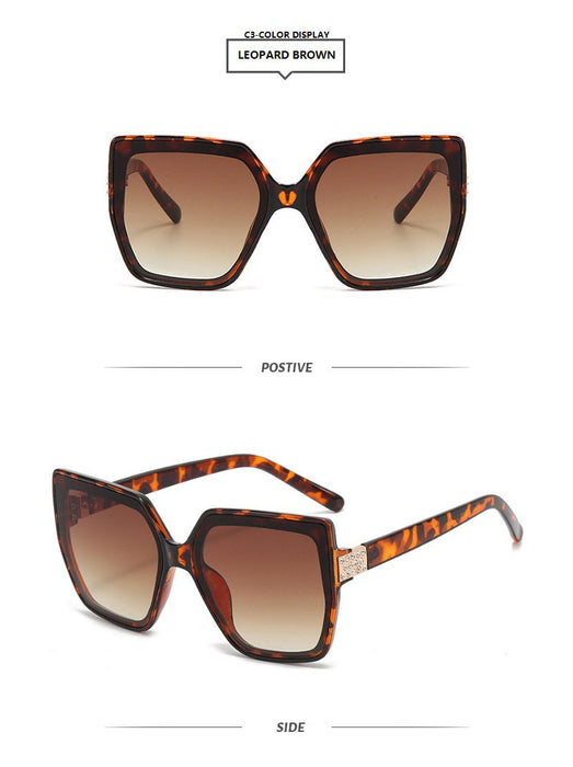 Retro large frame cat's eye square Sunglasses