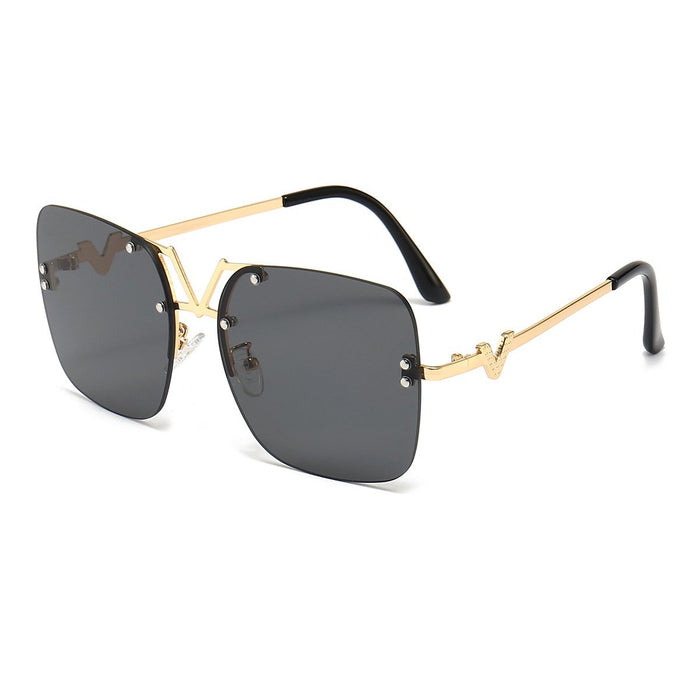 Metal square colour large frame sunglasses