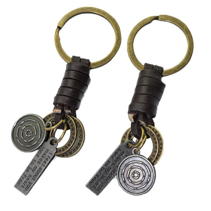 Hand woven key chain accessories retro versatile leather key chain pendant accessories