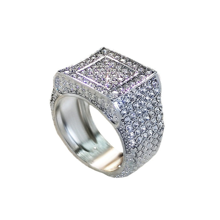 Fashion Square Rhinestone Inlaid Ring