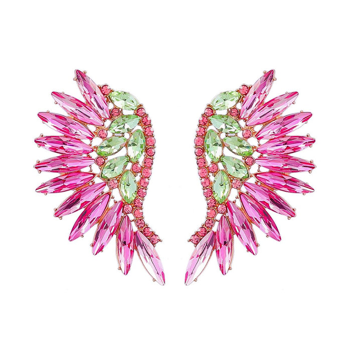 Women's coloured Rhinestone Fan-shaped Wing Earrings