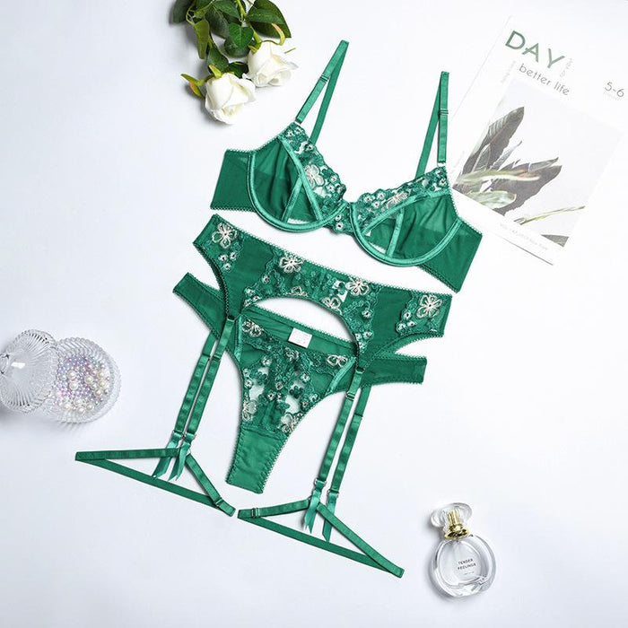 Women's Lace Mesh Lingerie Sexy Push Up Underwear Set