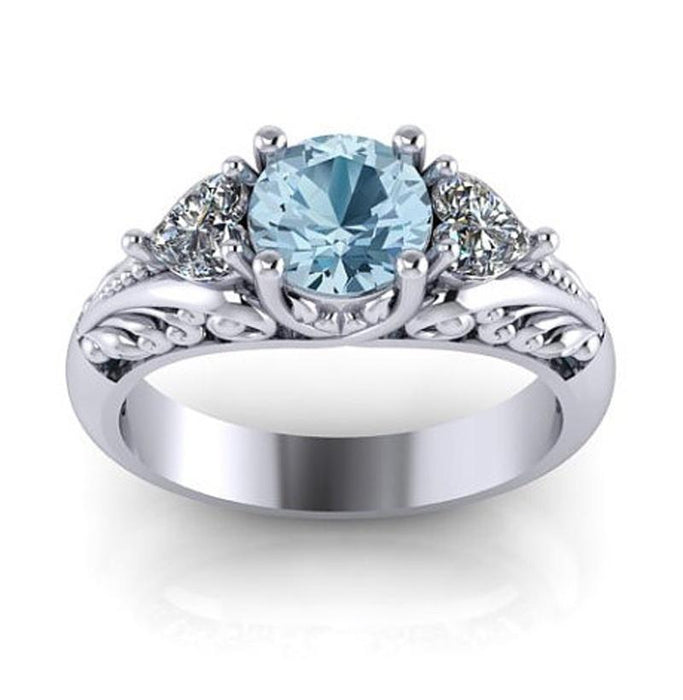 Luxury Women Jewelry Blue / Light Blue Zircon Bridal Rings