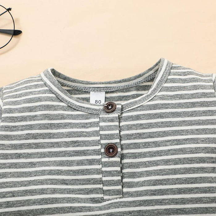 Summer Stripe Boys' Casual Short Sleeve T-Shirt Set