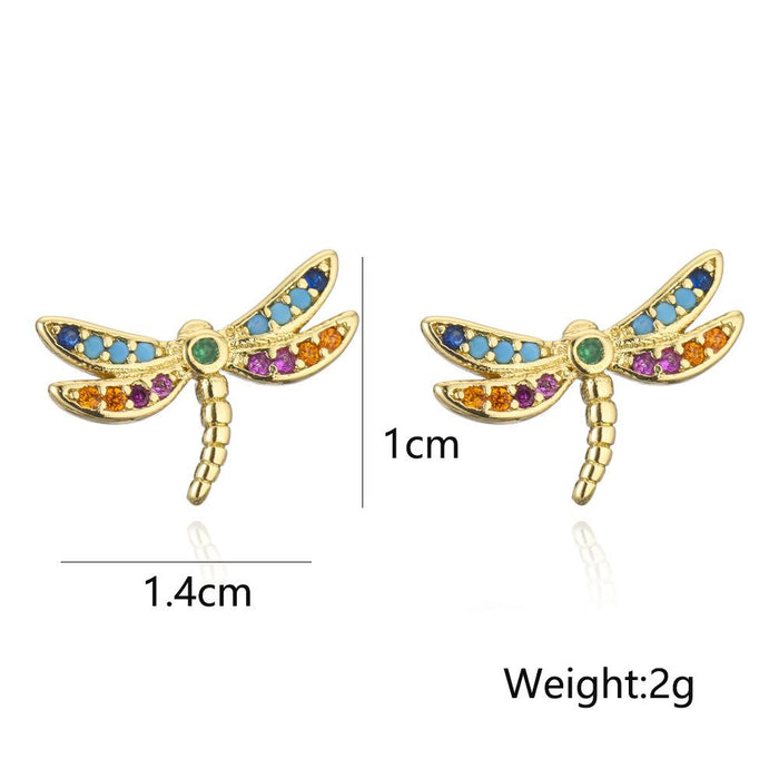 Small and Exquisite Gold Dragonfly Shaped Earrings