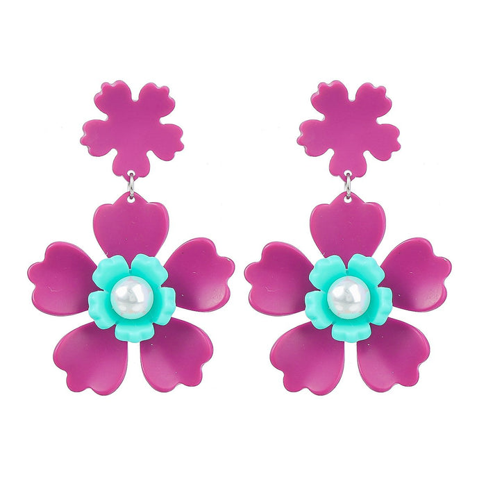 Boho Exaggerated Floral Layered Earrings