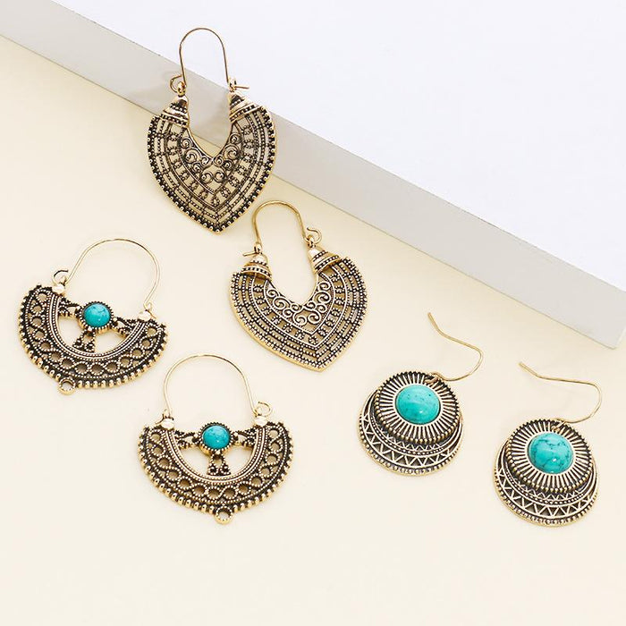 Ethnic Style Female Bohemian Court Style U-shaped Earrings Jewelry