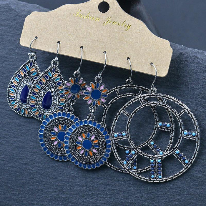 Flower Circle Earring Set female