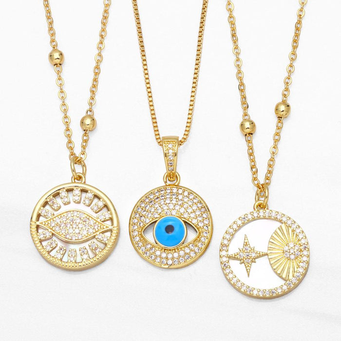 New Fashion Demon Eye Pendant Zircon Necklace