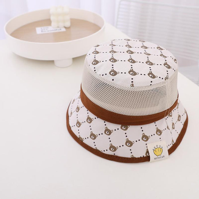 Summer Sunshade Wired Bear Print Children's Mesh Hat