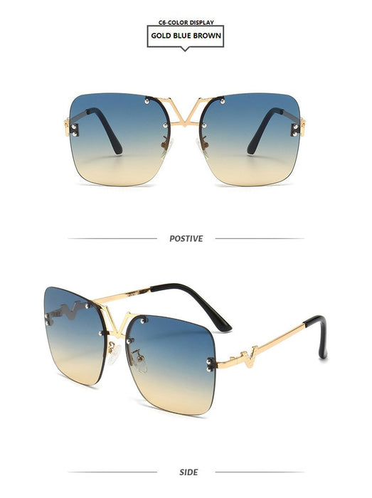 Metal square colour large frame sunglasses