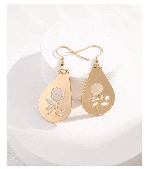 New Geometric Flower Hollow Temperament Earrings