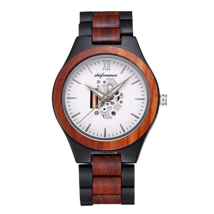 New Men's Hollow Wooden Watch Wooden Quartz Watch