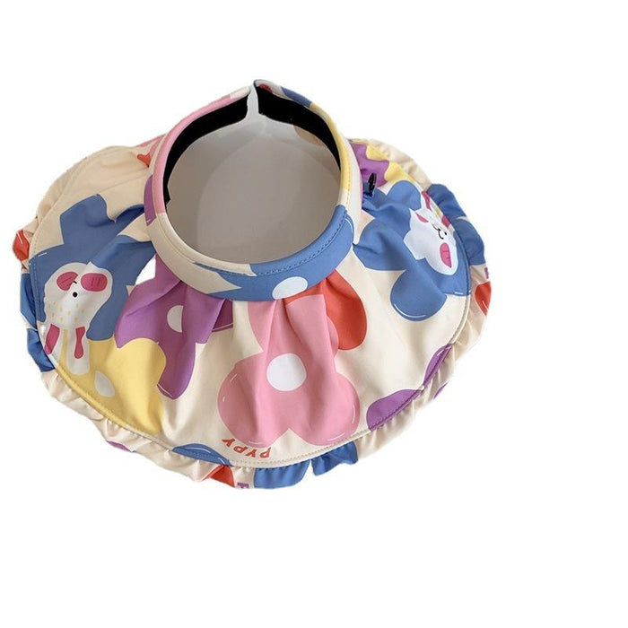 Summer Trendy Cartoon Rainbow Print Children's Big Brim Sunshade Hat