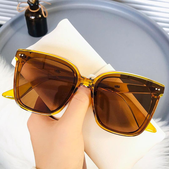 Retro Tan Sunglasses large frame square anti UV