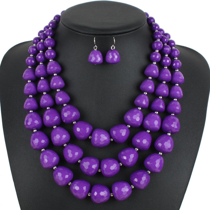 Women's jewelry color Beaded exaggerated Necklace Set